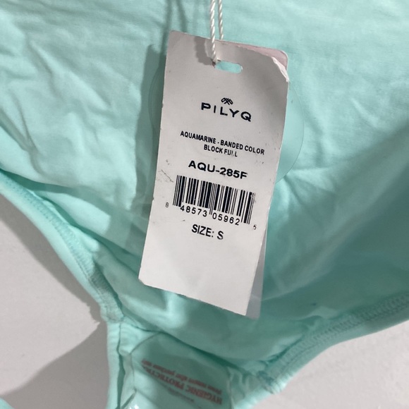 PilyQ Aquamarine Color Block Banded Teeny Bottom AQU-285T Small / Aqua - Picture 6 of 9
